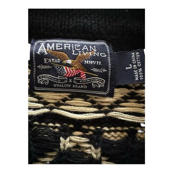 Anerican Living size large Black and Cream Sweater collared Vest. 100% cotton - Picture 2 of 5